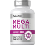Mega-multi-vitaminer for kvinner 50 + 100 Belagte kapsler       