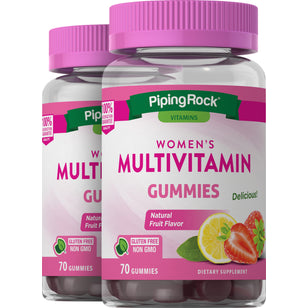 Multivitamingummitabletter til damer (fruktsmak) 70 Gummifigurer 2 Flasker     