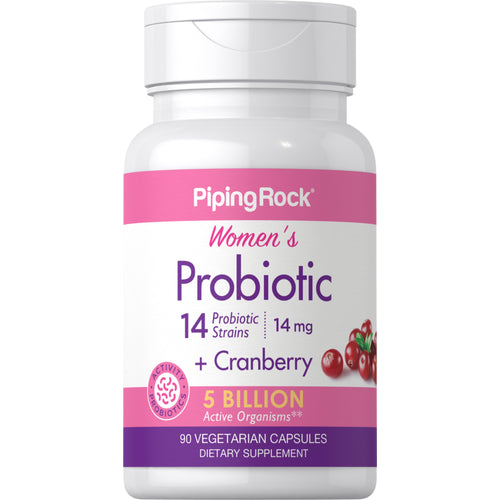 Women’s Probiotic 14 Strains 5 Billion Organisms plus Cranberry, 90 Vegetarian Capsules