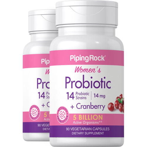 Women’s Probiotic 14 Strains 5 Billion Organisms plus Cranberry, 90 Vegetarian Capsules, 2  Bottles