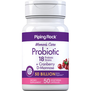 Women’s Probiotic 18 Strains + Prebiotic Cranberry & D-Mannose, 50 Vegetarian Capsules