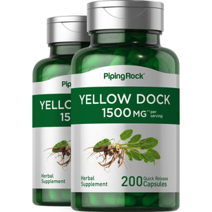 Yellow Dock, 1500 mg (per serving), 200 Quick Release Capsules, 2  Bottles