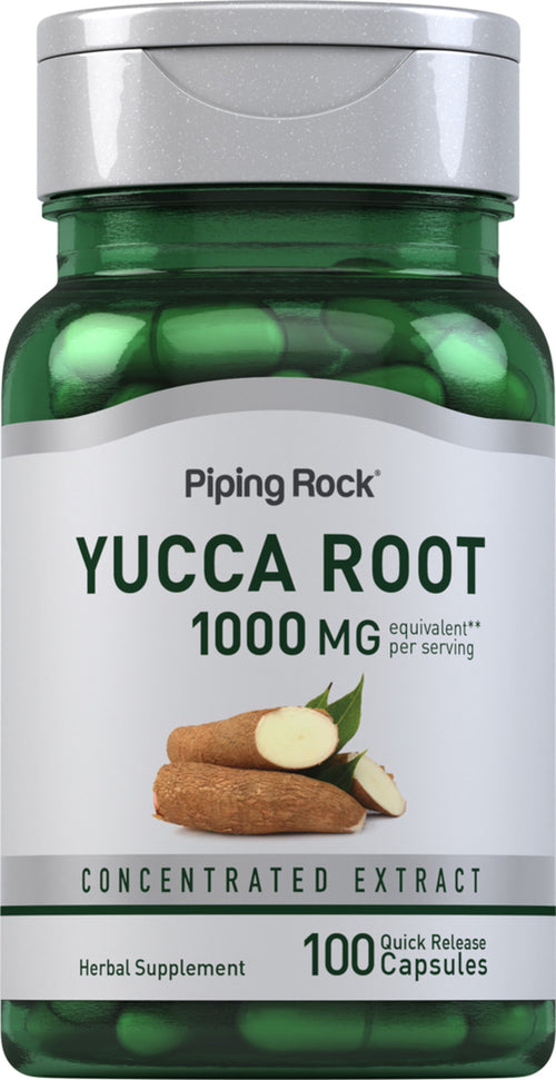 ราก Yucca  1000 mg (ต่อการเสิร์ฟ) 100 แคปซูลแบบปล่อยตัวยาเร็ว     