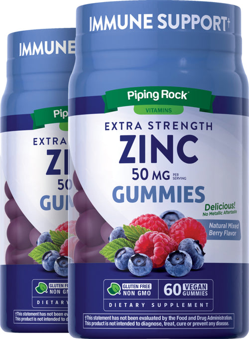 Zinc Gummies (Mixed Berry), 50 mg (per serving), 60 Vegan Gummies, 2  Bottles