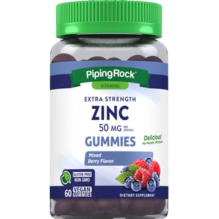 Jeleuri cu zinc (amestec de fructe de pădure naturale) 50 mg (per porție) 60 Jeleuri vegane     