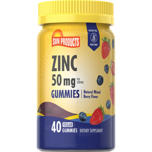 Zinc (Natural Mixed Berry), 50 mg (per serving), 40 Vegan Gummies
