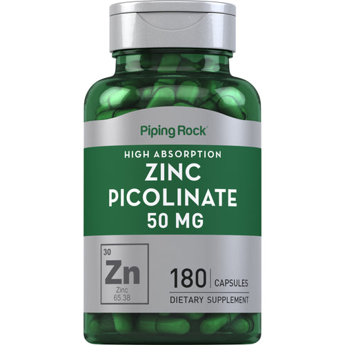Zinc-picolinat (Zink med høj optagelse) 50 mg 180 Kapsler for hurtig frigivelse     