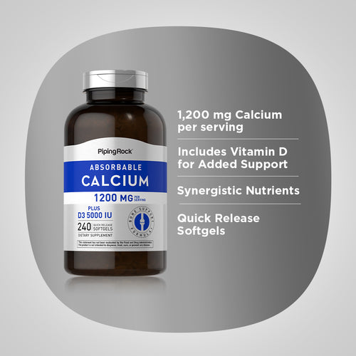 Absorbable Calcium 1200 mg Plus D3 5000 IU (per serving), 240 Quick Release Softgels Benefits