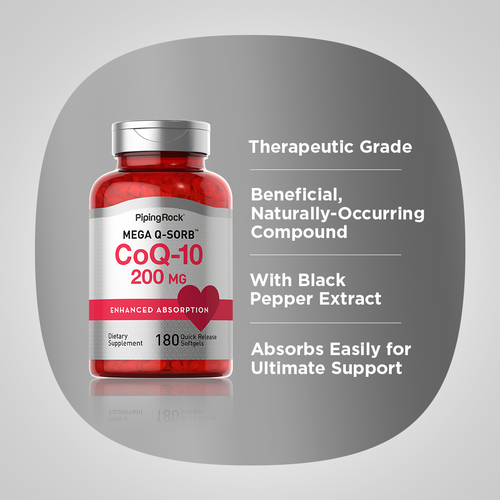 Absorbable CoQ10 200 mg 180 Quick Release Softgels Benefits