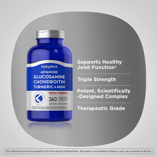 Advanced Triple Strength Glucosamine Chondroitin MSM Plus Turmeric, 360 Coated Caplets Benefits