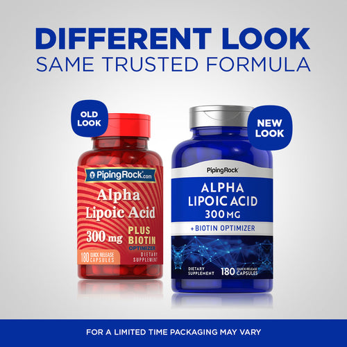 Alpha Lipoic Acid, 300 mg, 180 Quick Release Capsules Before and After label