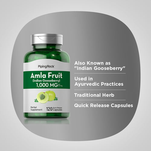 Amla Fruit (Indian Gooseberry), 1,000 mg (per serving), 120 Quick Release Capsules-Benefits