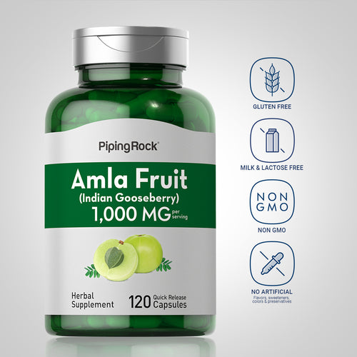 Amla Fruit (Indian Gooseberry), 1,000 mg (per serving), 120 Quick Release Capsules-Dietary Attributes