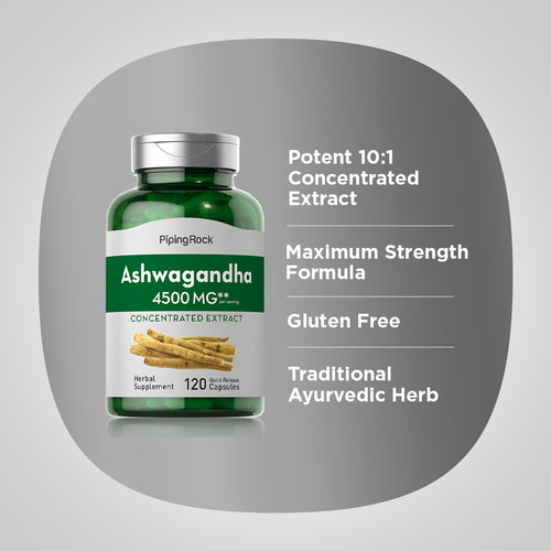 Ashwagandha, 4500 mg (per serving), 120 Quick Release Capsules-Benefits