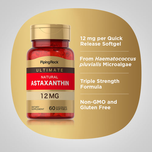 Astaxanthin, 12 mg, 60 Quick Release Softgels Benefits