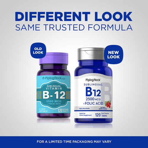 B12 2500 mcg Folic Acid 400 mcg, 120 Fast Dissolve Tablets -Before and After