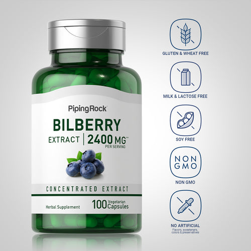 Bilberry Extract, 2400 mg (per serving), 200 Vegetarian Capsules Dietary Attributes