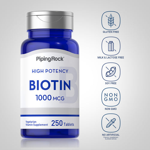 Biotin, 1000 mcg, 250 Tablets-Dietary Attribute
