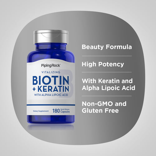 Biotin 5000 mcg (5mg) Plus Keratin, 180 Quick Release Capsules Benefits