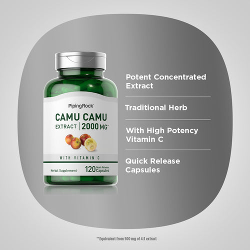 Camu Camu Extract, 2000 mg, 120 Quick Release Capsules-Benefits