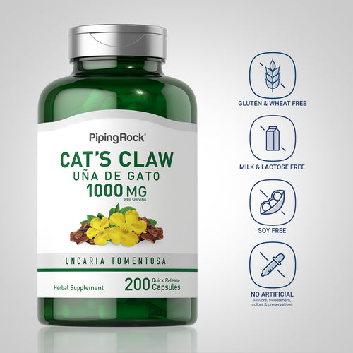 Cat's Claw (Una De Gato), 1000 mg (per serving), 200 Quick Release Capsules - Dietary Attribute