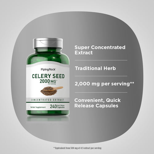 Celery Seed, 2000 mg (per serving), 240 Quick Release Capsules-Benefits