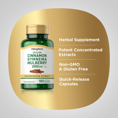 Ceylon Cinnamon Gymnema Mulberry Complex, 2000 mg (per serving), 180 Quick Release Capsules Benefits