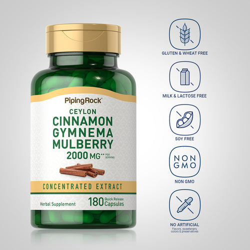Ceylon Cinnamon Gymnema Mulberry Complex, 2000 mg (per serving), 180 Quick Release Capsules Dietary Attribute