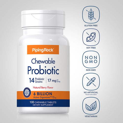 Chewable Probiotic 14 Strains 6 Billion Organisms (Natural Berry), 100 Chewable Tablets-Dietary Attribute
