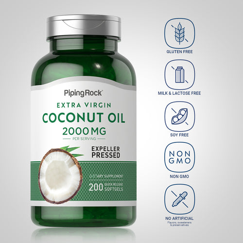 Coconut Oil (Extra Virgin), 2000 mg (per serving), 200 Quick Release Softgels