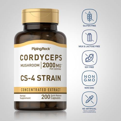 Cordyceps Mushroom, 2000 mg (per serving), 200 Quick Release Capsules-Dietary Attribute