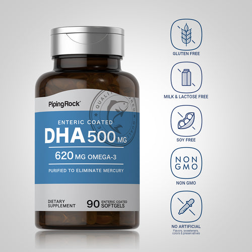 DHA Enteric Coated, 500 mg, 90 Quick Release Softgels-Dietary Attribute