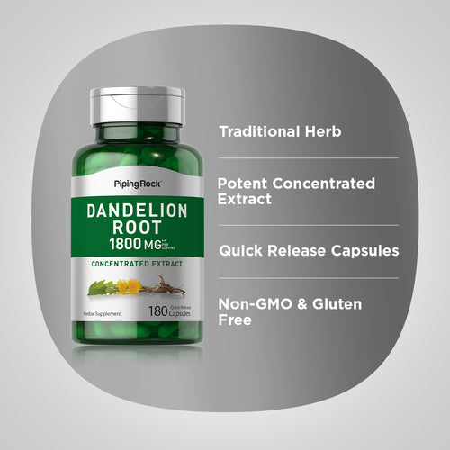 Dandelion Root, 1800 mg (per serving), 180 Quick Release Capsules Benefits