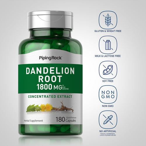 Dandelion Root, 1800 mg (per serving), 180 Quick Release Capsules Dietary Attributes