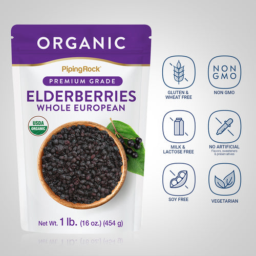 Elderberries Whole European (Organic), 1 lb (454 g) Bag Dietary Attribute