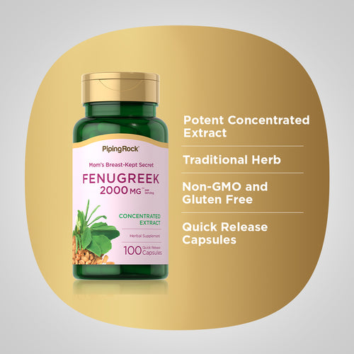 Fenugreek, 2000 mg (per serving), 100 Quick Release Capsules -Benefits