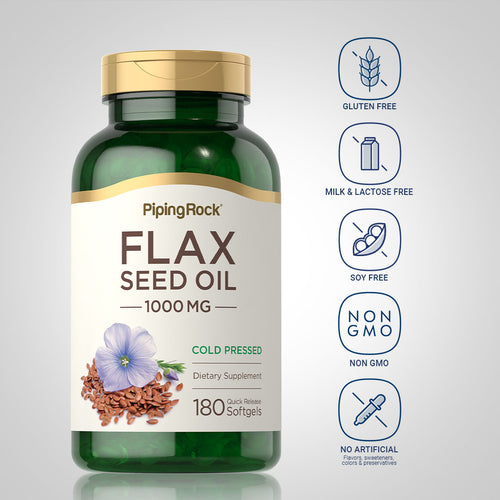 Flaxseed Oil, 1000 mg, 180 Quick Release Softgels Dietary Attributes