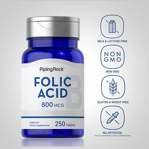 Folic Acid, 800 mcg, 250 Tablets-Dietary Attribute