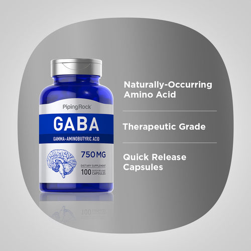 GABA Gamma Aminobutyric Acid 750 mg 100 Quick Release Capsules Benefits