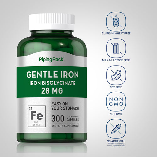 Gentle Iron (Iron Bisglycinate), 28 mg, 300 Quick Release Capsules Dietary Attribute