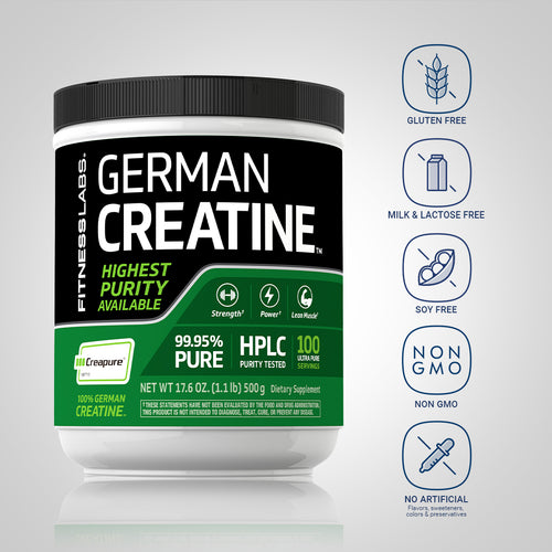 German Creatine Monohydrate (Creapure), 5000 mg (per serving), 1.1 lb (500 g) Bottle Dietary Attributes