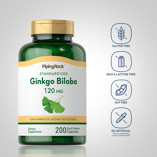 Ginkgo Biloba Standardized Extract, 120 mg, 200 Quick Release Capsules Dietary Attribute