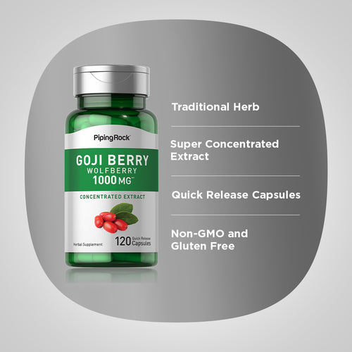 Goji Berry (Wolfberry), 1000 mg, 120 Quick Release Capsules Benefits