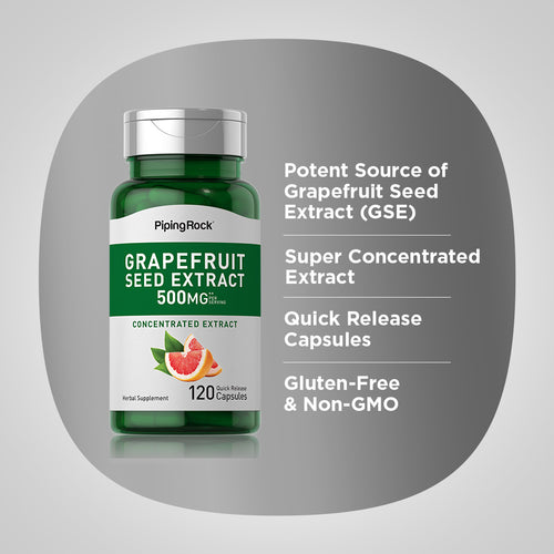 Grapefruit Seed, 500 mg (per serving), 120 Quick Release Capsules -Benefits