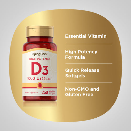 High Potency Vitamin D3, 1000 IU, 250 Quick Release Softgels Benefits
