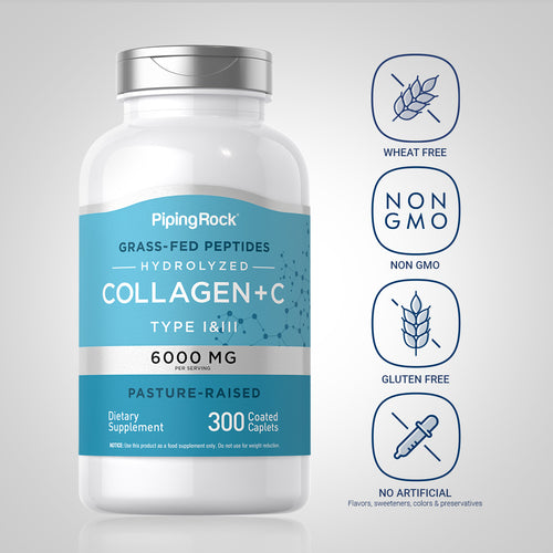 Hydrolyzed Collagen Type I & III, 6000 mg (per serving), 300 Coated Caplets -Dietary Attribute