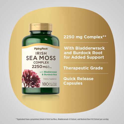 Irish Sea Moss Complex with Bladderwrack & Burdock Root, 2250 mg (per serving), 180 Quick Release Capsules -Benefits