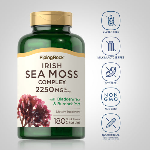 Irish Sea Moss Complex with Bladderwrack & Burdock Root, 2250 mg (per serving), 180 Quick Release Capsules -dietary Attribute
