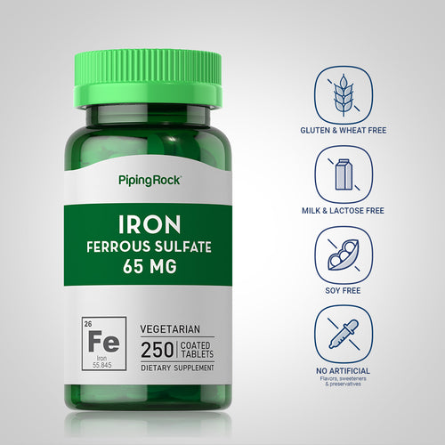 Iron Ferrous Sulfate, 65 mg, 250 Coated Tablets-Dietary Attribute