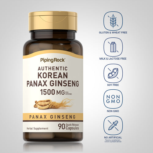 Korean Ginseng (Panax Ginseng), 1500 mg (per serving), 90 Quick Release Capsules Dietary Attributes